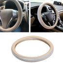 1x 38CM Car Crystal Steering Wheel Cover PU Leather Rhinestones Beige  VQX