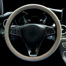 1x 38CM Car Crystal Steering Wheel Cover PU Leather Rhinestones Beige  VQX