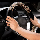 1Pc Leopard Print Plush Car SUV Steering Wheel Cover Keep Warm WVQ