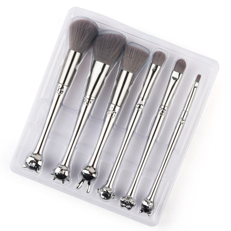 Zodiac Shape Brush Makeup Powder Foundation Blush Cosmetic 6pc Portable Tool Set