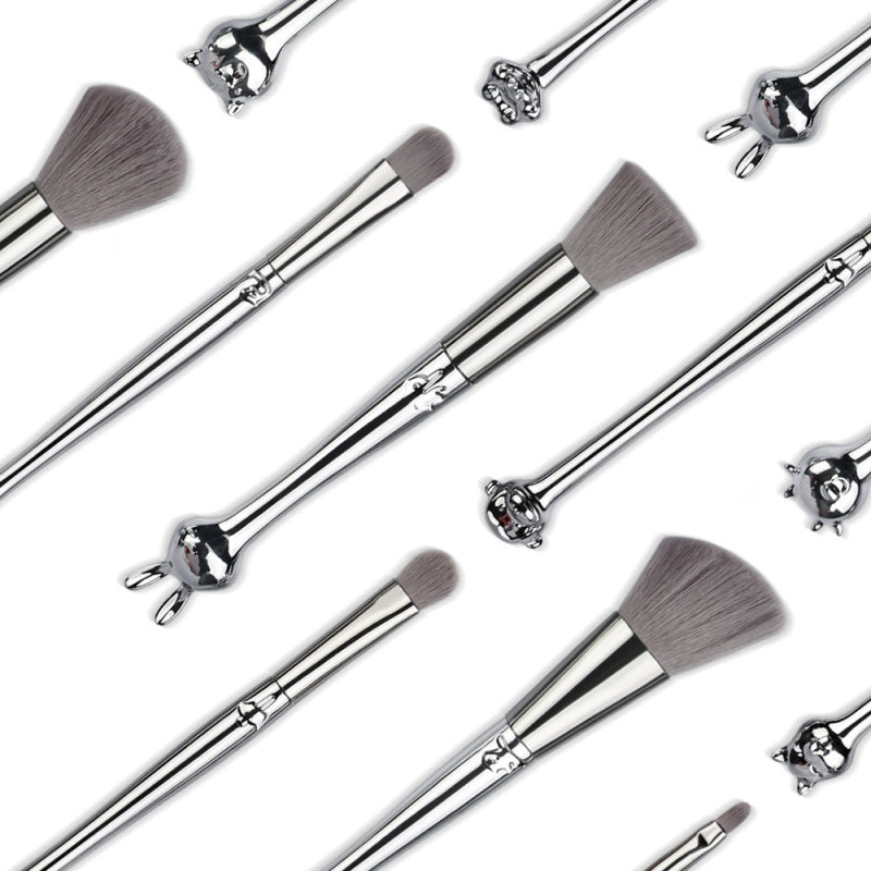 Zodiac Shape Brush Makeup Powder Foundation Blush Cosmetic 6pc Portable Tool Set