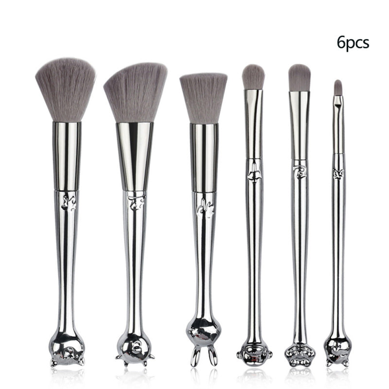 Zodiac Shape Brush Makeup Powder Foundation Blush Cosmetic 6pc Portable Tool Set