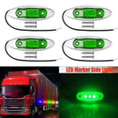 4Pc Green 3LED Side Marker Trailer Sealed Light Clearance Waterproof Lamp 12-24V