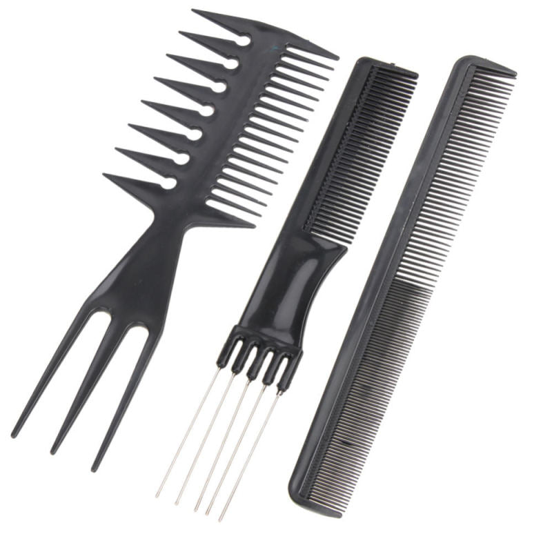 10 piece Hair Styling Comb Set Professional Black Hairdressing Brush Barbers nb