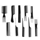 10 piece Hair Styling Comb Set Professional Black Hairdressing Brush Barbers nb