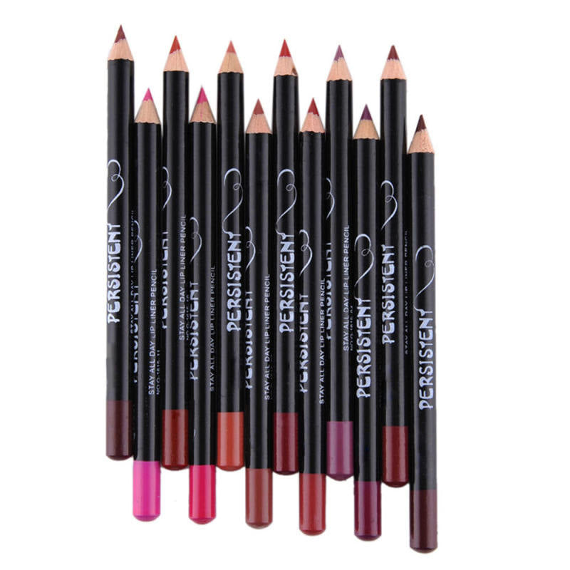 12 Colors Matte Lip Liner Pencil With Black Rod Waterproof Lip Color Lip Gloss