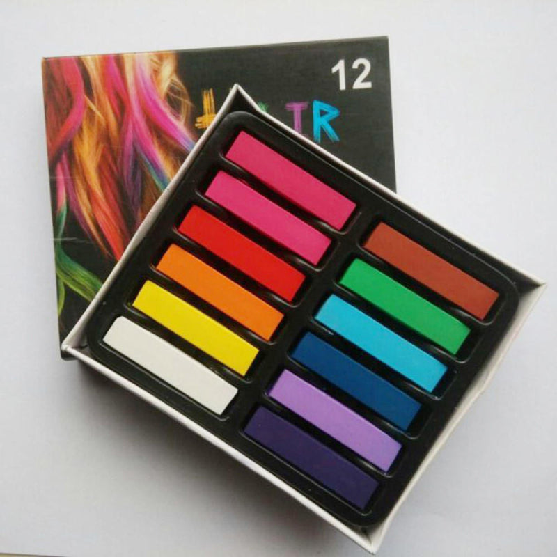 Fashion Temporary 12 Color Pen Chalk Instantly Stick Crayon Cover Hair Dye JJT