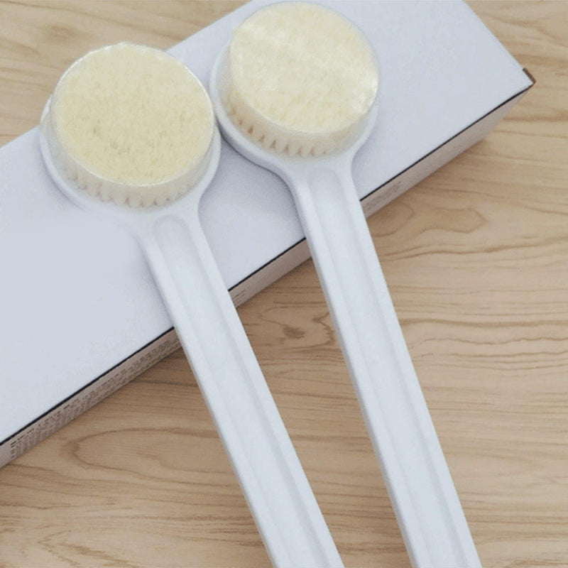 White PP Bath Body Brush Long Handle Reach Back Body Shower Spa Scrubb ADO