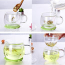 Clear Glass Heat Resistant Milk Tea Mug Coffee Cup with Tea Infuser Filt RTD