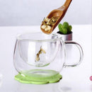 Clear Glass Heat Resistant Milk Tea Mug Coffee Cup with Tea Infuser Filt RTD