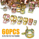 60 Pcs Car Auto Spring Clip Fuel Oil Water Hose Pipe Tube Clamp Fastener 6 Sizes