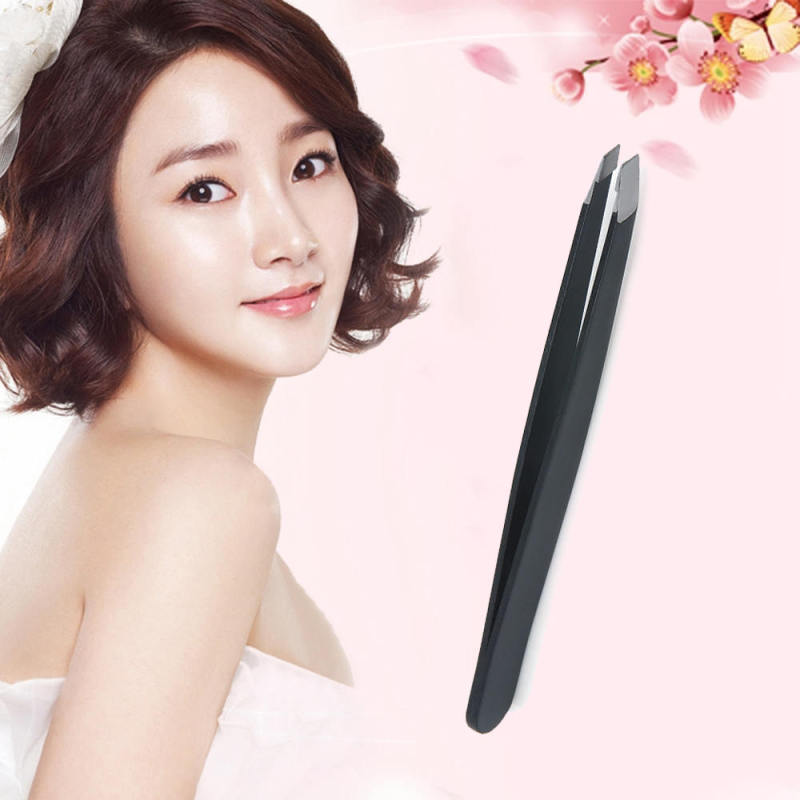 Professional Stainless Steel Slant Tip Eyebrow Tweezer Hair Removal Makeup ZUQ