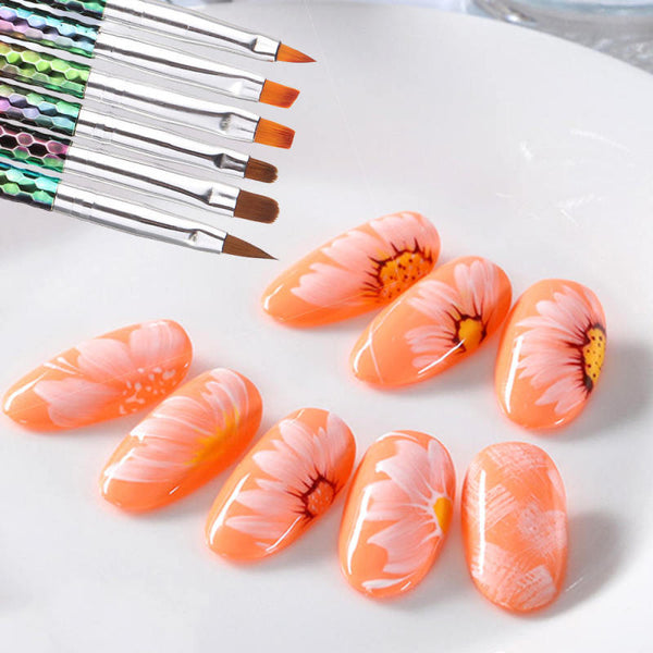 6 style Mermaid Honeycomb Handle Nail Art Acrylic UV Gel Extension Brush P XJH