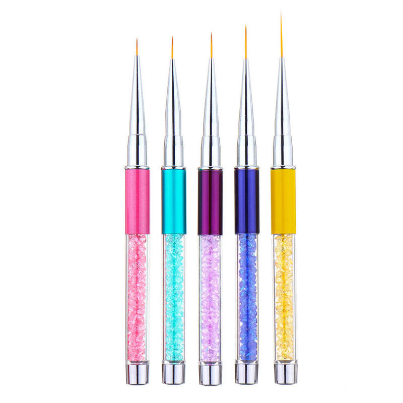 7/9/11/14/15mm Nail Art Line Acrylic Paint Brush Glass Handle UV Gel L BFR
