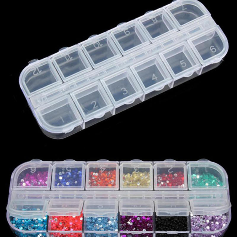3x 12 Slots Plastic Storage Box Jewel Craft Nail Arts Beads Container ZQR