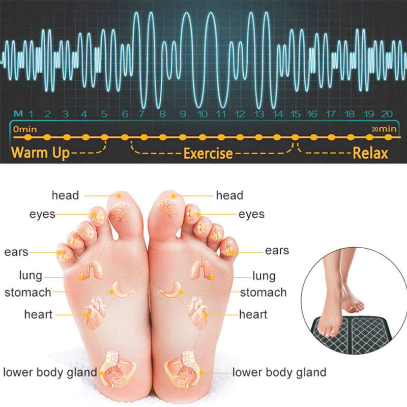 Electric EMS Foot Massager Feet Relax Deep Kneading Shiatsu Toe Pain Mas KIC