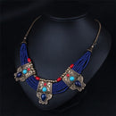 Chic Turquoise Coral Blue Beads Tibetan Necklace Lapis Lazuli Stone Unique Chain