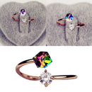 Women Cubic Zircon Alloy Jewelry Opening Finger Ring Adjustable Rhineston RPU