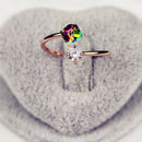 Women Cubic Zircon Alloy Jewelry Opening Finger Ring Adjustable Rhineston RPU