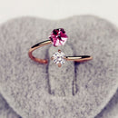 Women Cubic Zircon Alloy Jewelry Opening Finger Ring Adjustable Rhineston RPU