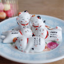 Chinese Ceramic Lucky Funny Fortune Cat Chopsticks Holder Kitchen Cutlery Stand