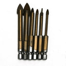 6pcs Hex Shank Drill Bit Glass Cross Spear Head Tungsten Carbide Tip 4-12mm YM