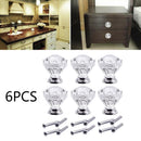 6pcs 30mm Glass Diamond Crystal Dresser Knobs Drawer Pull Handle Cabinet QQW
