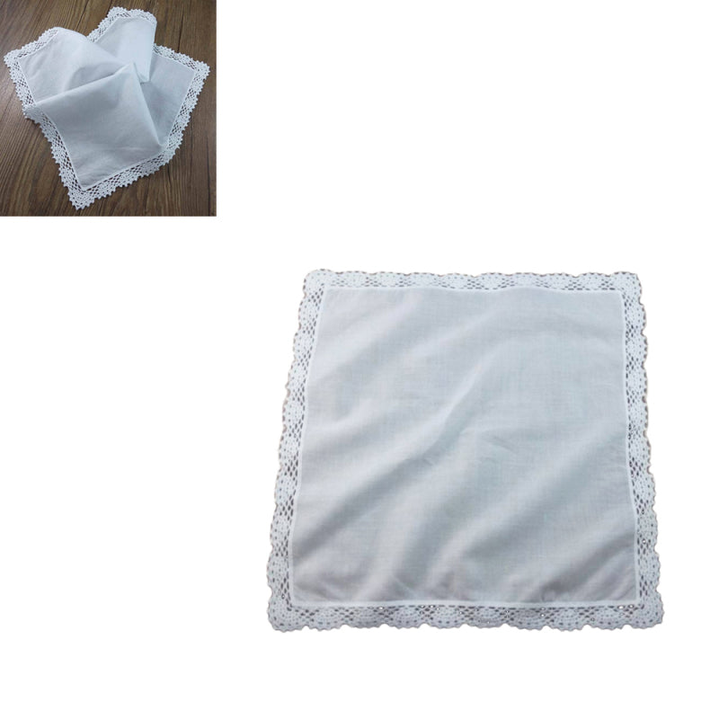 1 Piece White premium cotton wedding gift lace handkerchief for women/ CBG