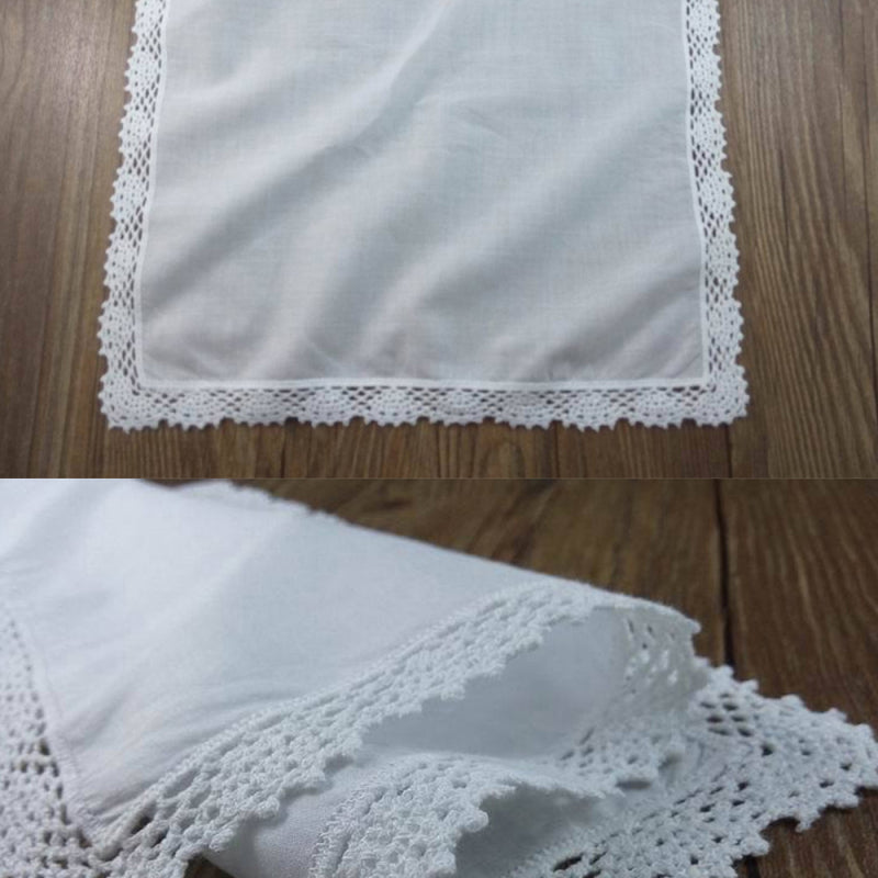 1 Piece White premium cotton wedding gift lace handkerchief for women/ CBG