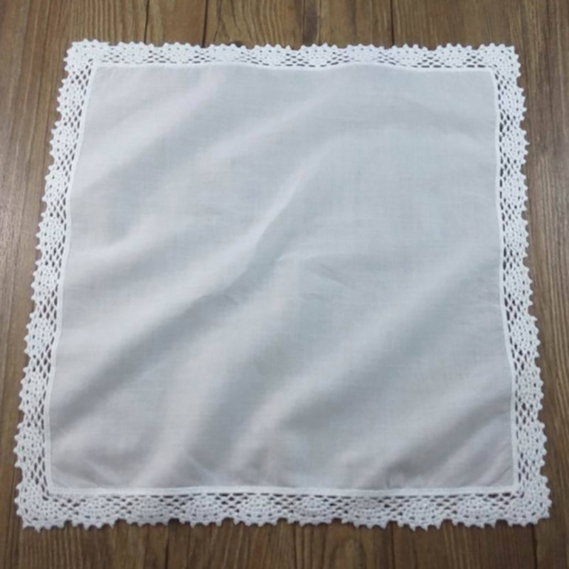 1 Piece White premium cotton wedding gift lace handkerchief for women/ CBG