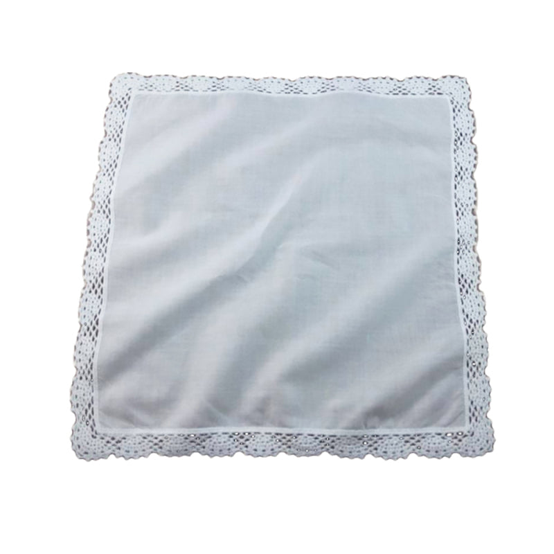 1 Piece White premium cotton wedding gift lace handkerchief for women/ CBG