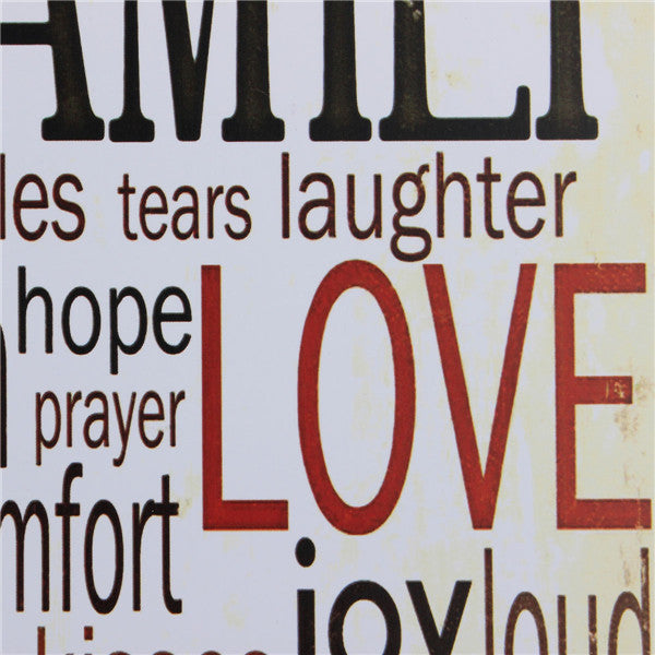 Family Love Sheet Metal Drawing Metal Painting Tin Wall Home Poster Sign