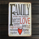 Family Love Sheet Metal Drawing Metal Painting Tin Wall Home Poster Sign