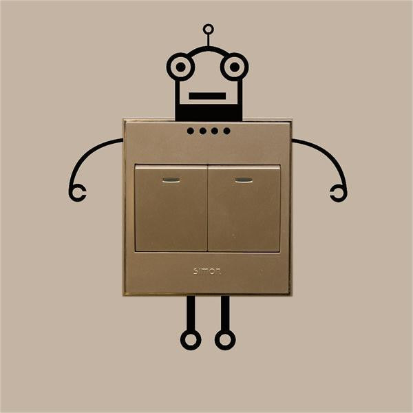 Black Robot Switch Sticker Living Room Bedroom Wall Poster Home Decor