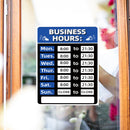 Business Hours Sign Hours of Operation Signs for Window / Door (Blue) Newly