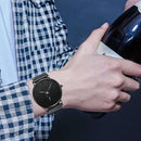 Men Round Dial Bracelet Quartz Watches Strap Waterproof Wristwatch (Blue)