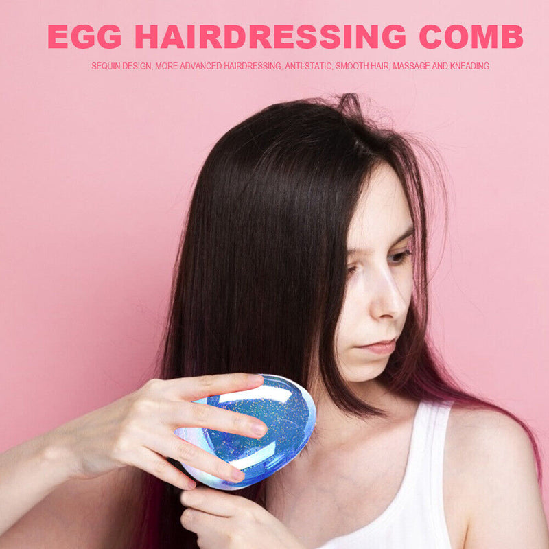 Anti Static Straightening Comb Soft Egg Round Detangling Hair Brush Travel To