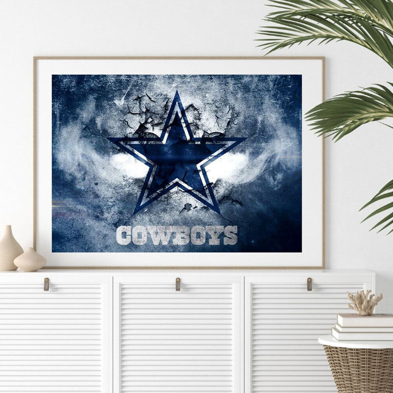 5D DIY Diamond Painting Kits Full Round Drill Cowboys Badge Mosaic Picture Craft