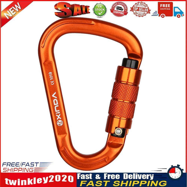 25KN Safety Auto Master Lock Carabiner Outdoor Climbing Buckle (Orange) Newly