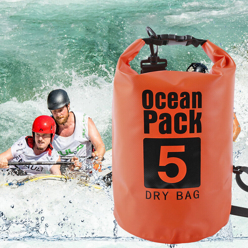 Waterproof Dry Bag Pack Sack Swimming Kayaking River Trekking (5L Orange) Newly