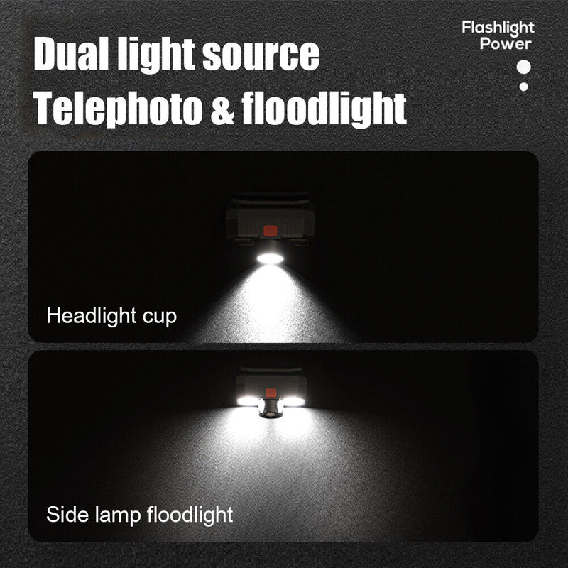 XPE+COB LED Headlights USB Rechargeable Super Bright Waterproof Pocket Lam