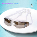 Swimming Goggles Electroplate Waterproof Swim Glasses with Earplugs Nose Clip