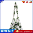 Fashion Women Flower Print Plush Shoulder Bag Winter Large Handbags (Green)