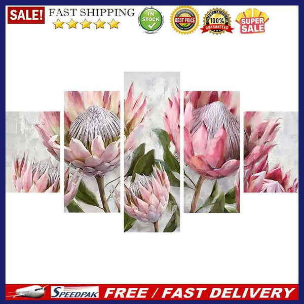 5D DIY Full Round Drill Diamond Painting Five Couplets Emperor Flowers Craf
