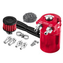 Car Baffled Oil Catch Can Tank with Air Filter Hose Cleaner Reservoir (Red)