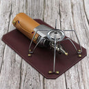 Vegetable Tanned Leather Outdoor Camping Pad for SOTO 310 Stove (Wine Red)