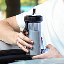 600ml Dual Straw Cup Outdoor Sports Drinking Beverage Water Bottle (Black)