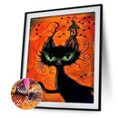 Full Round Drill Diamond Painting Halloween Kitten Kits Picture DIY Wall Artwork