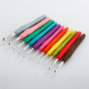 11PCS Aluminum Crochet Hooks Knitting Needles Multi Color Comfort Ergonomic Gri