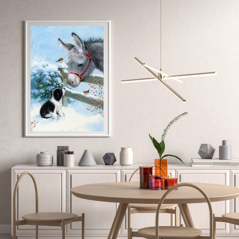 Snow Donkey Oil Paint By Numbers Kits Canvas Picture DIY Wall Art Craft Decor